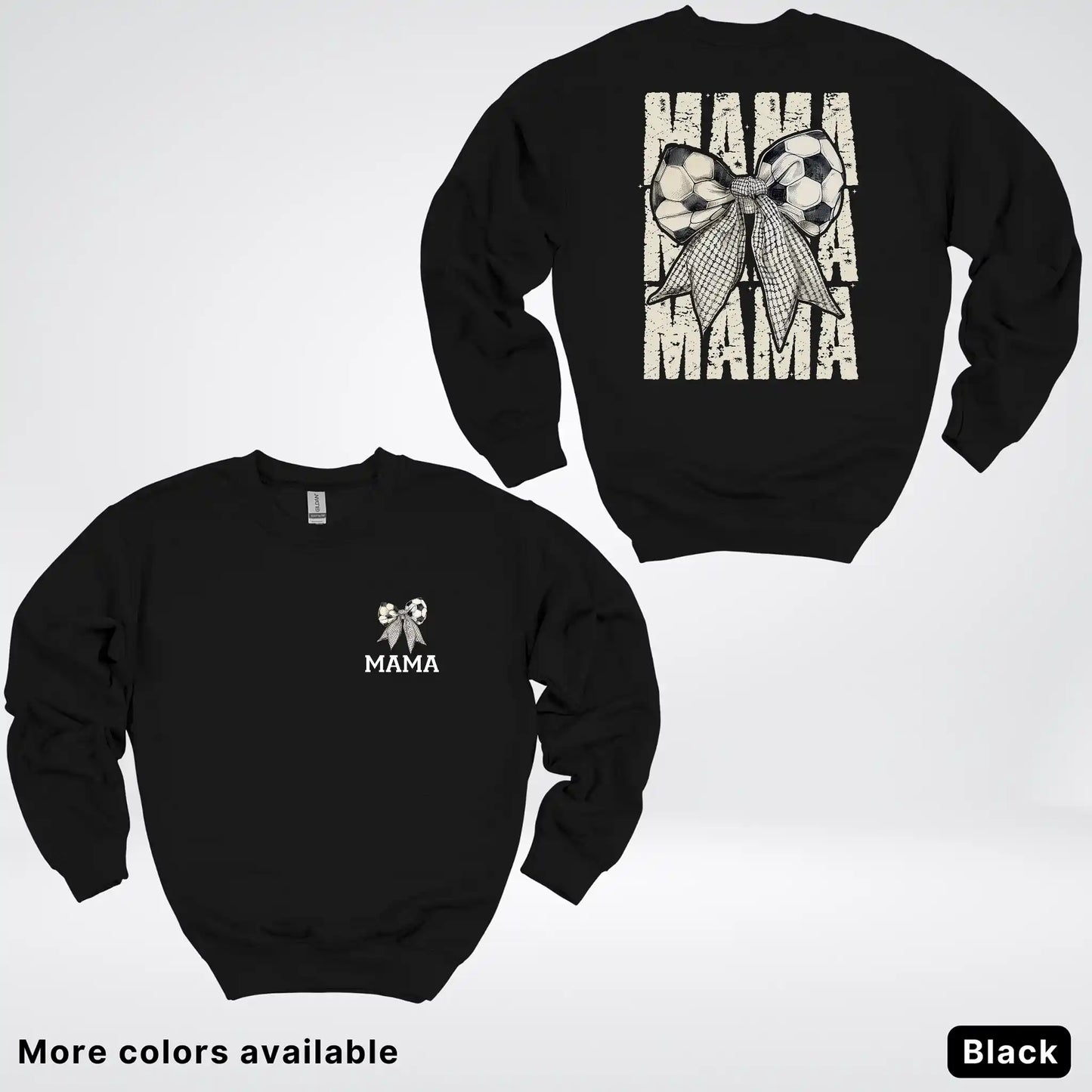 Soccer Mama Bow Coquette Varsity Font Graphic Crewneck Sweatshirt