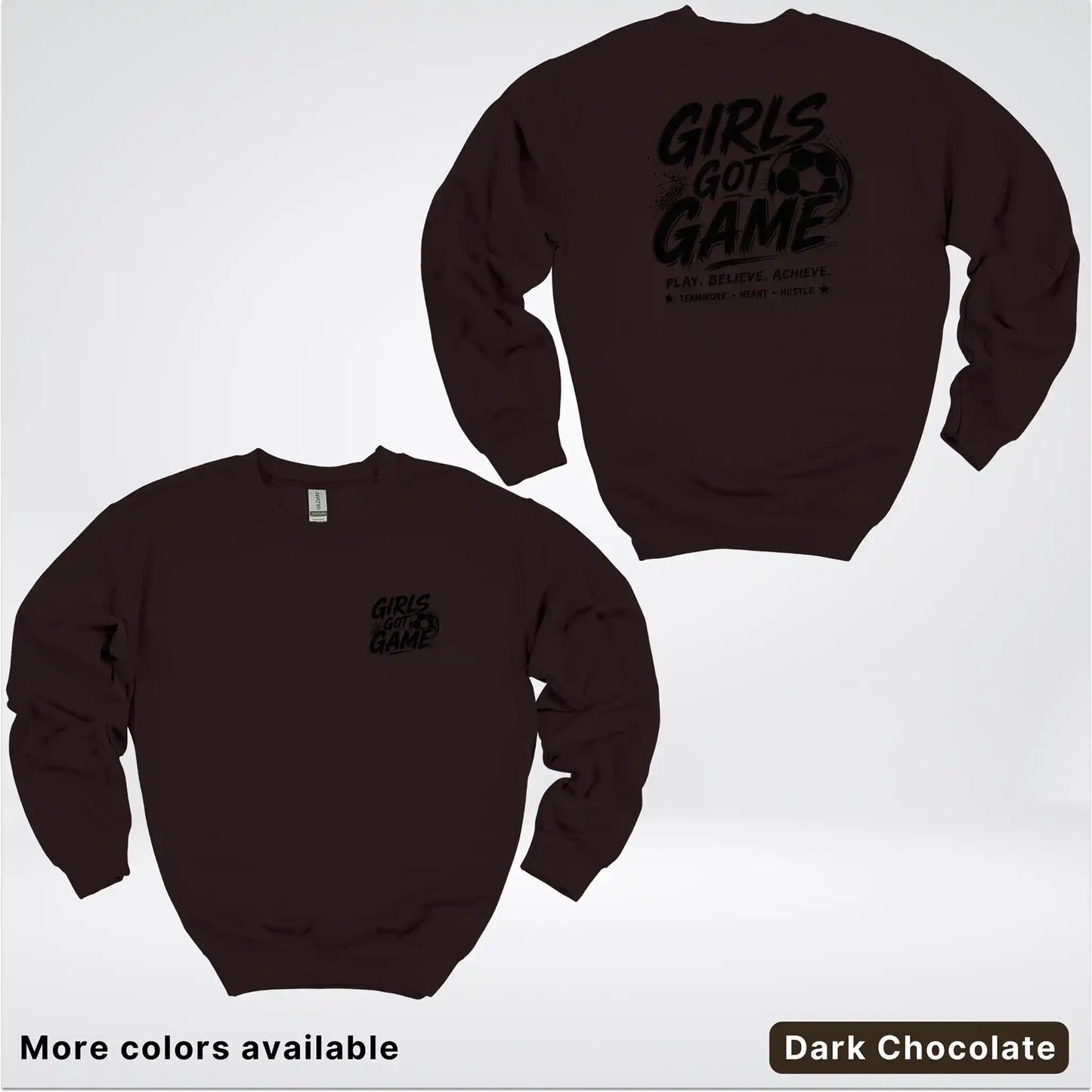 Girls Got Game - Black Design - Soccer Crewneck Sweatshirt