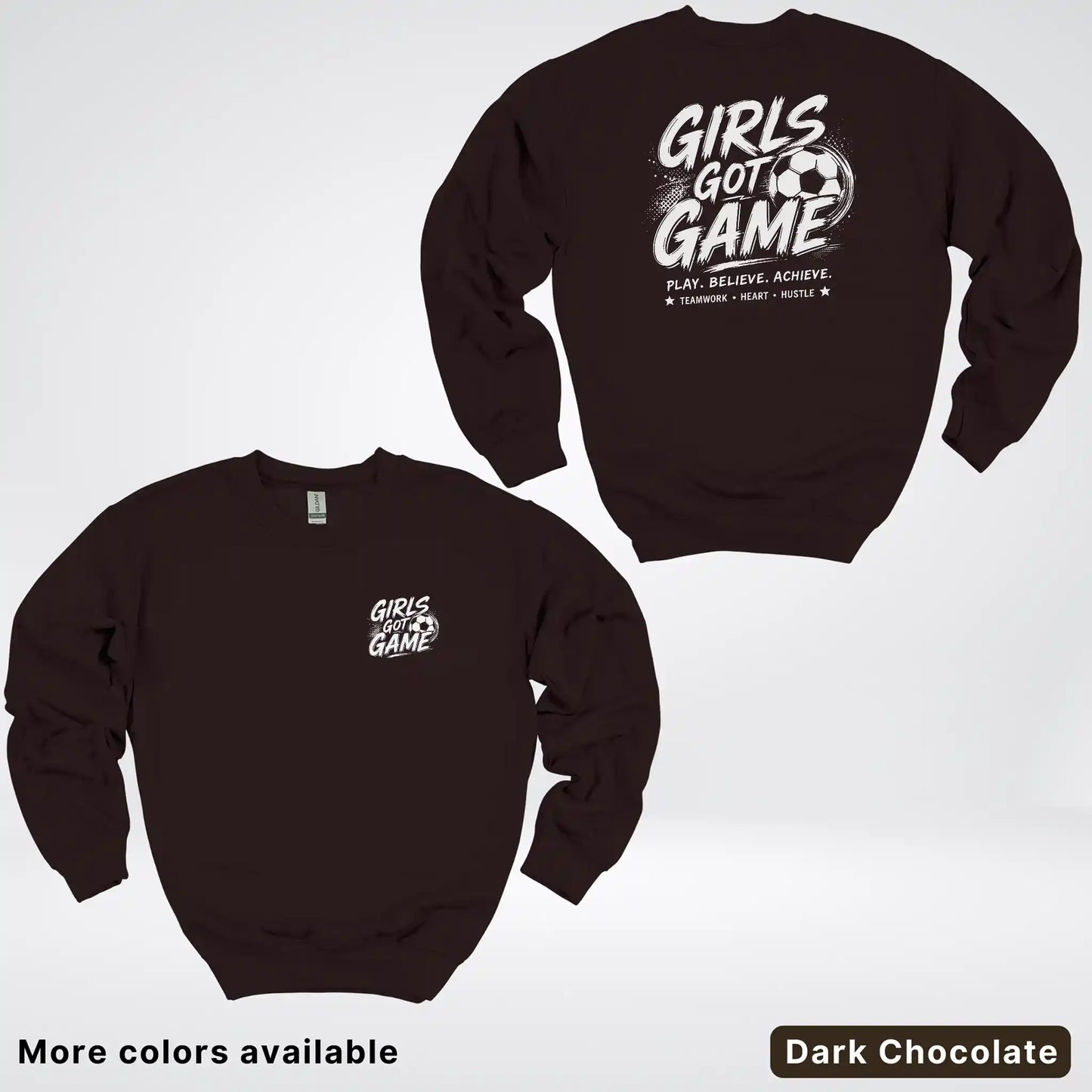 Girls Got Game - White Design - Soccer Crewneck Sweatshirt