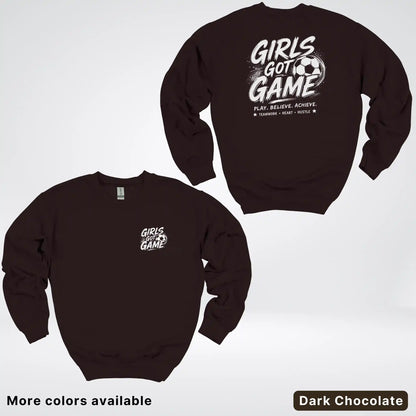 Girls Got Game - White Design - Soccer Crewneck Sweatshirt