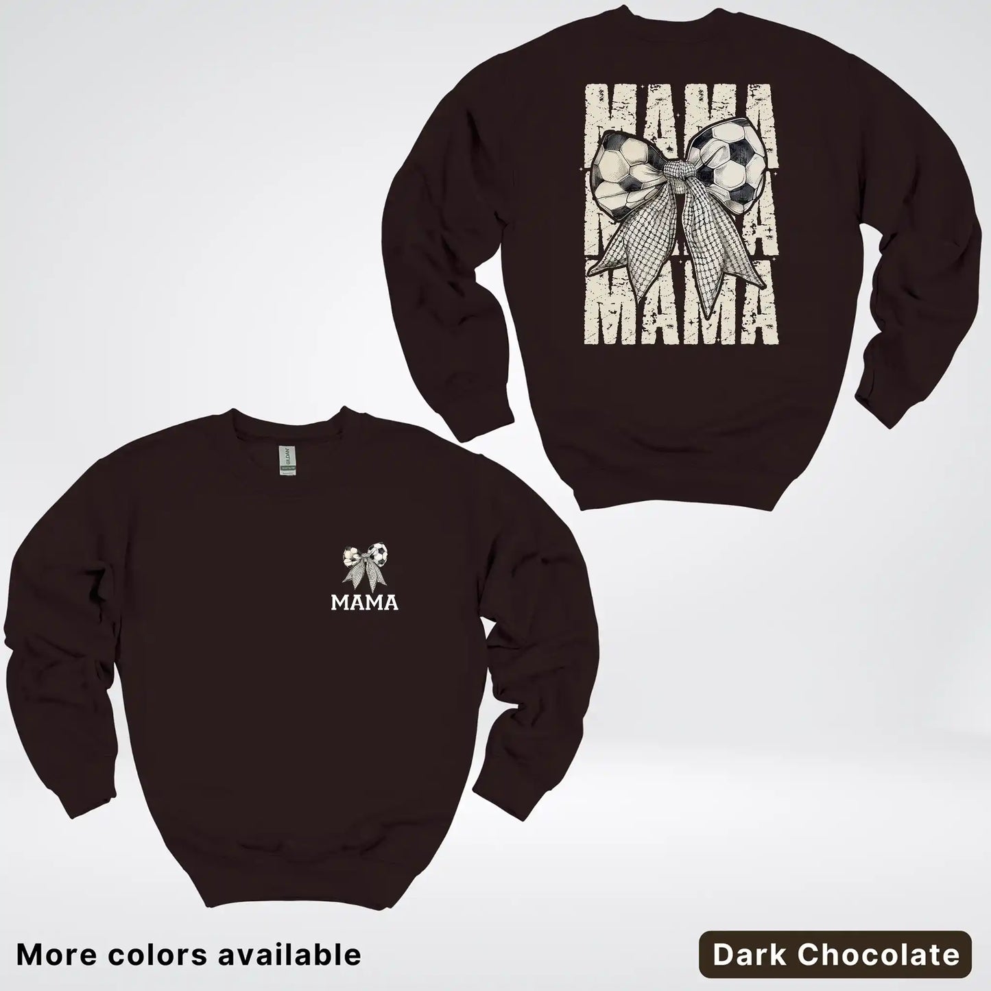 Soccer Mama Bow Coquette Varsity Font Graphic Crewneck Sweatshirt