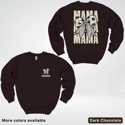 Soccer Mama Bow Coquette Varsity Font Graphic Crewneck Sweatshirt