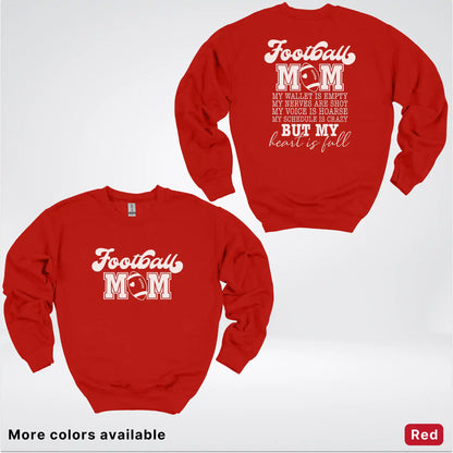 Football Mom – My Heart Is Full Front & Back – White Design- Crewneck Sweatshirt