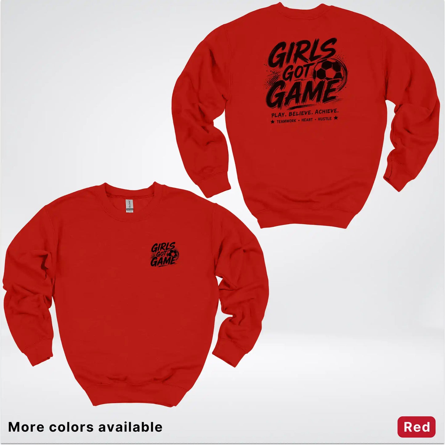 Girls Got Game - Black Design - Soccer Crewneck Sweatshirt