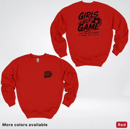 Girls Got Game - Black Design - Soccer Crewneck Sweatshirt