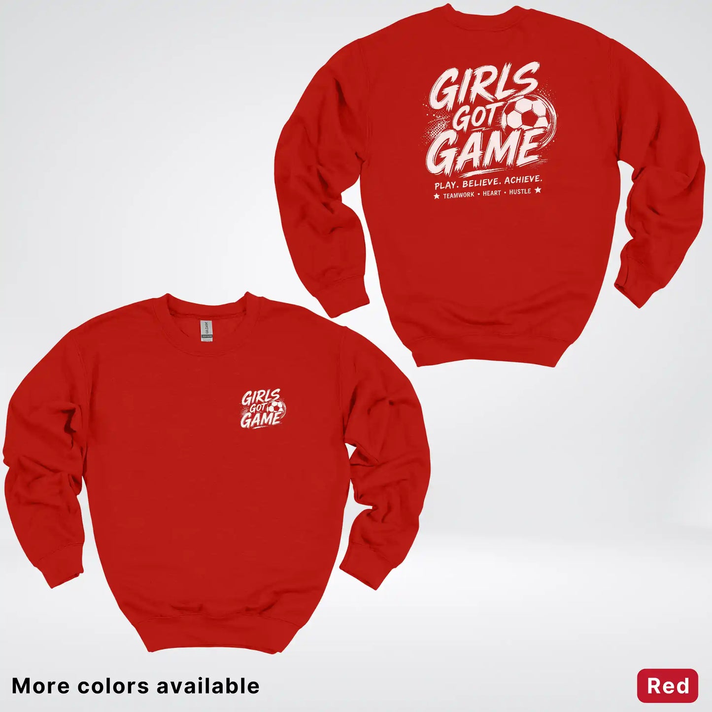 Girls Got Game - White Design - Soccer Crewneck Sweatshirt