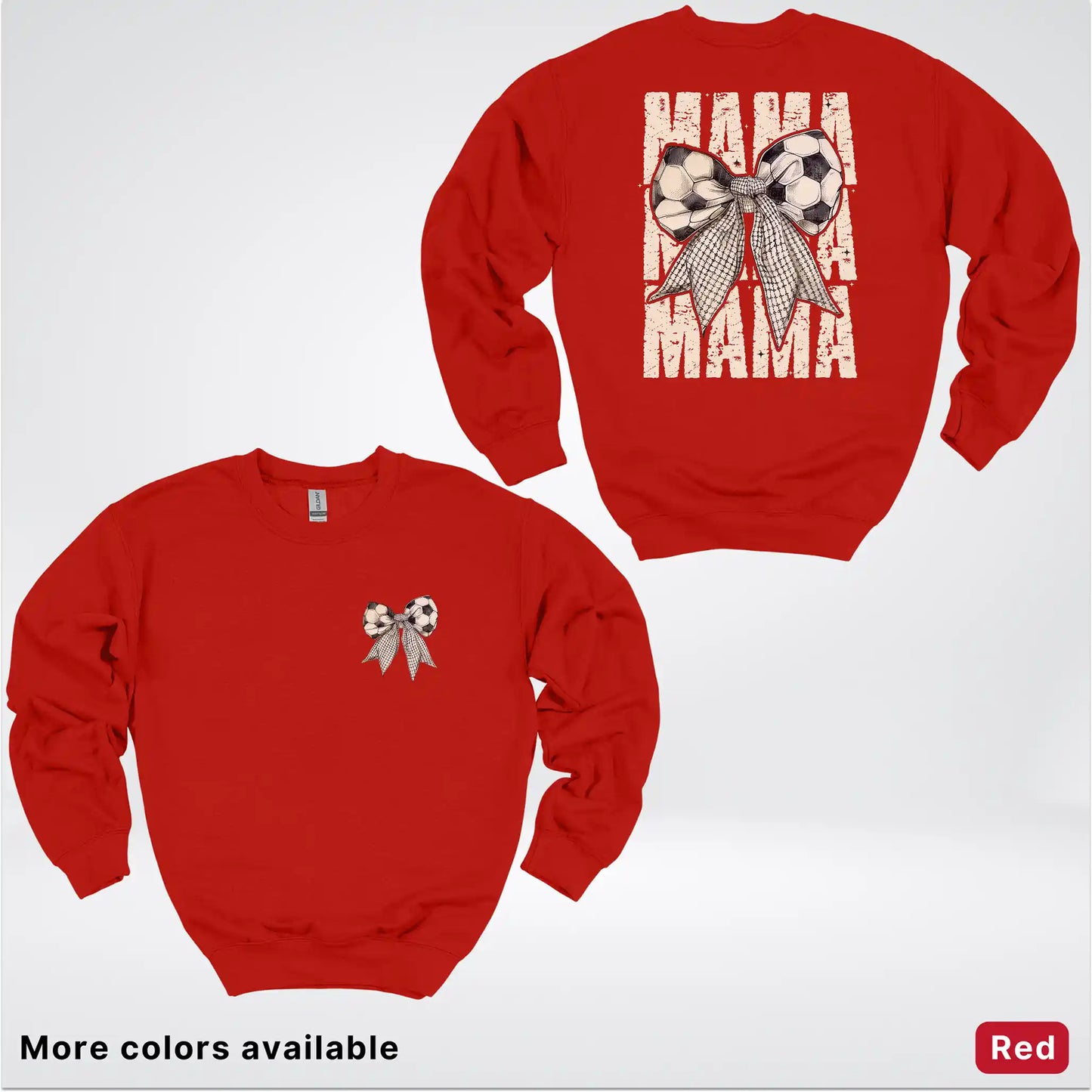 Soccer Mama Bow Coquette Graphic Crewneck Sweatshirt