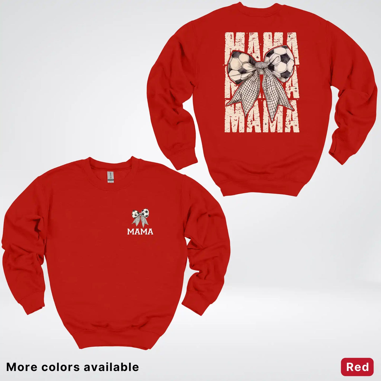 Soccer Mama Bow Coquette Varsity Font Graphic Crewneck Sweatshirt