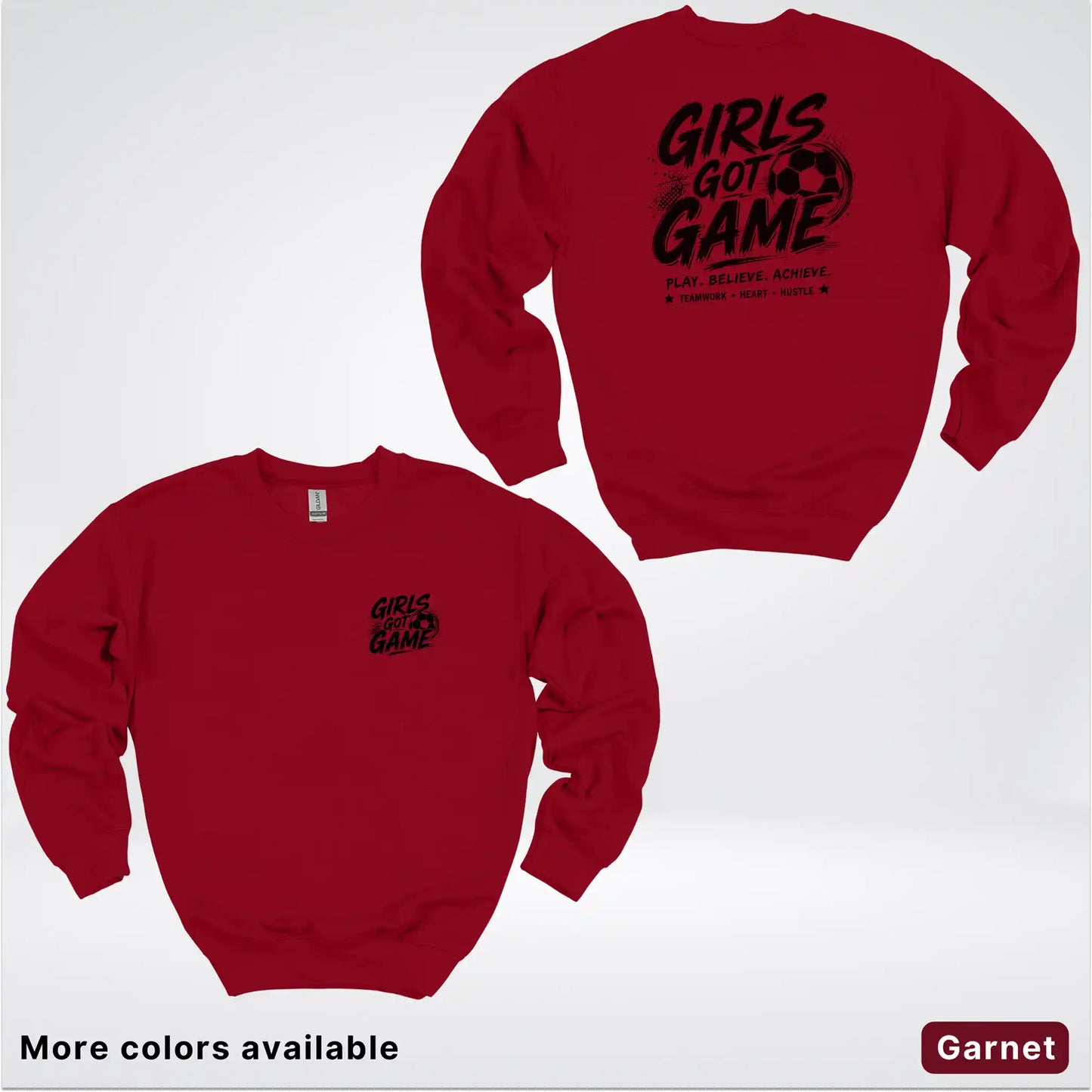 Girls Got Game - Black Design - Soccer Crewneck Sweatshirt