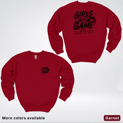 Girls Got Game - Black Design - Soccer Crewneck Sweatshirt