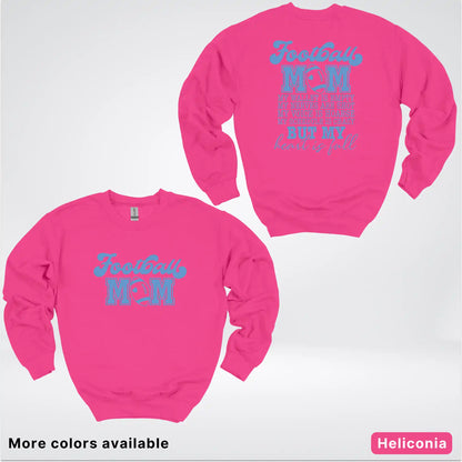 Football Mom – My Heart Is Full Front & Back – Light Blue Design- Crewneck Sweatshirt