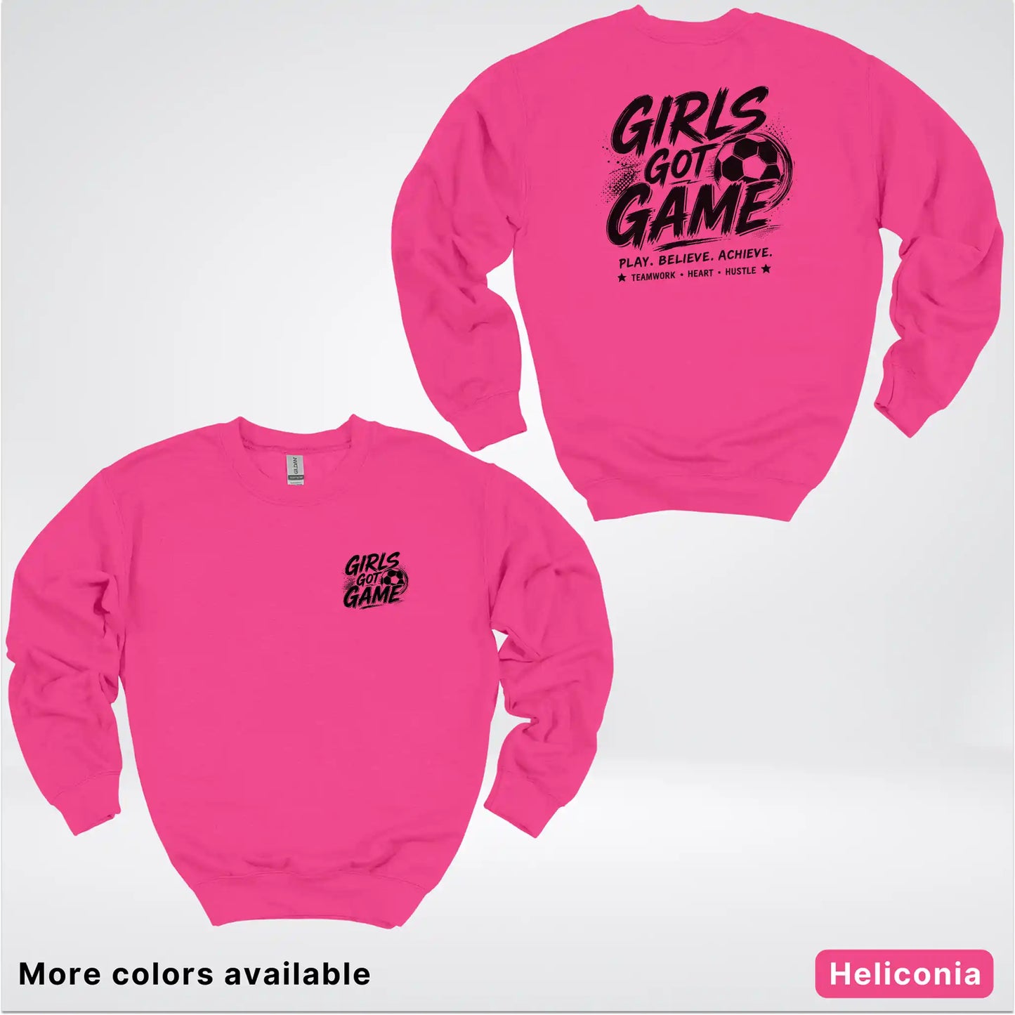 Girls Got Game - Black Design - Soccer Crewneck Sweatshirt
