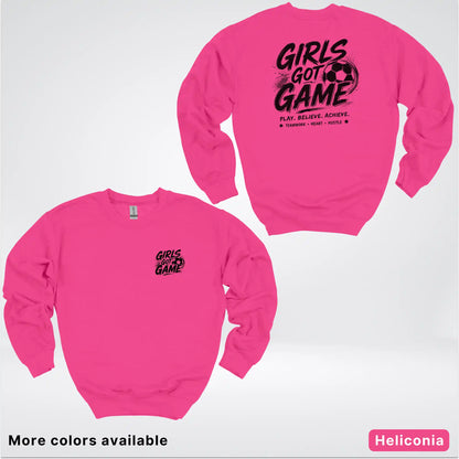 Girls Got Game - Black Design - Soccer Crewneck Sweatshirt