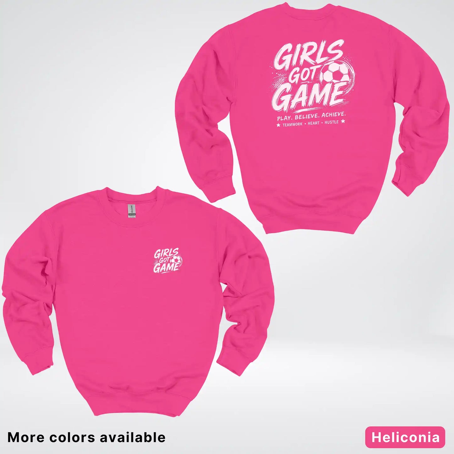 Girls Got Game - White Design - Soccer Crewneck Sweatshirt