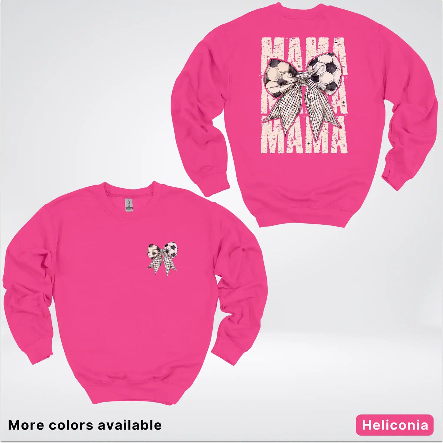 Soccer Mama Bow Coquette Graphic Crewneck Sweatshirt