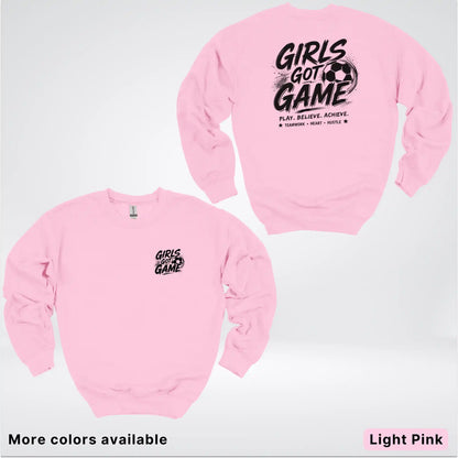 Girls Got Game - Black Design - Soccer Crewneck Sweatshirt