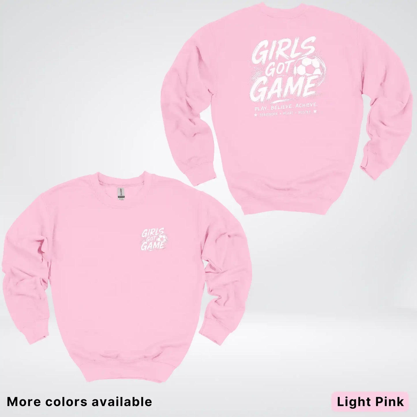 Girls Got Game - White Design - Soccer Crewneck Sweatshirt