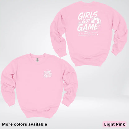 Girls Got Game - White Design - Soccer Crewneck Sweatshirt