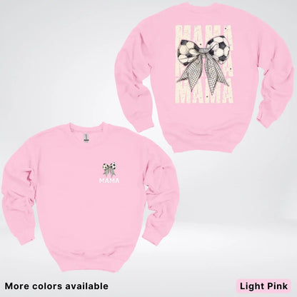 Soccer Mama Bow Coquette Varsity Font Graphic Crewneck Sweatshirt
