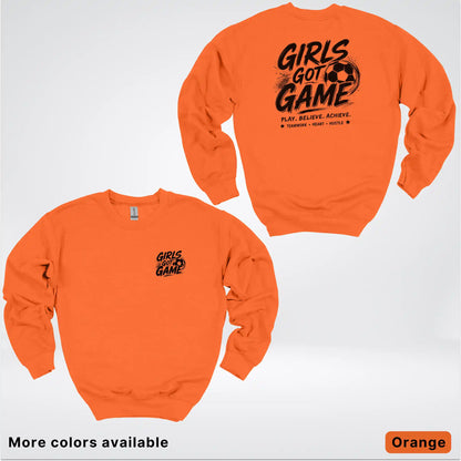 Girls Got Game - Black Design - Soccer Crewneck Sweatshirt