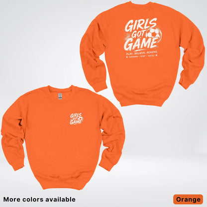 Girls Got Game - White Design - Soccer Crewneck Sweatshirt