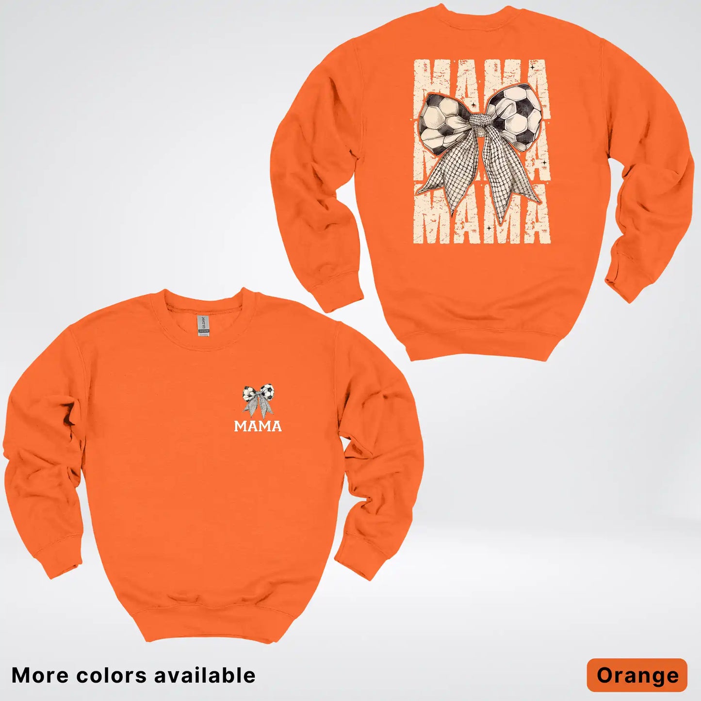 Soccer Mama Bow Coquette Varsity Font Graphic Crewneck Sweatshirt