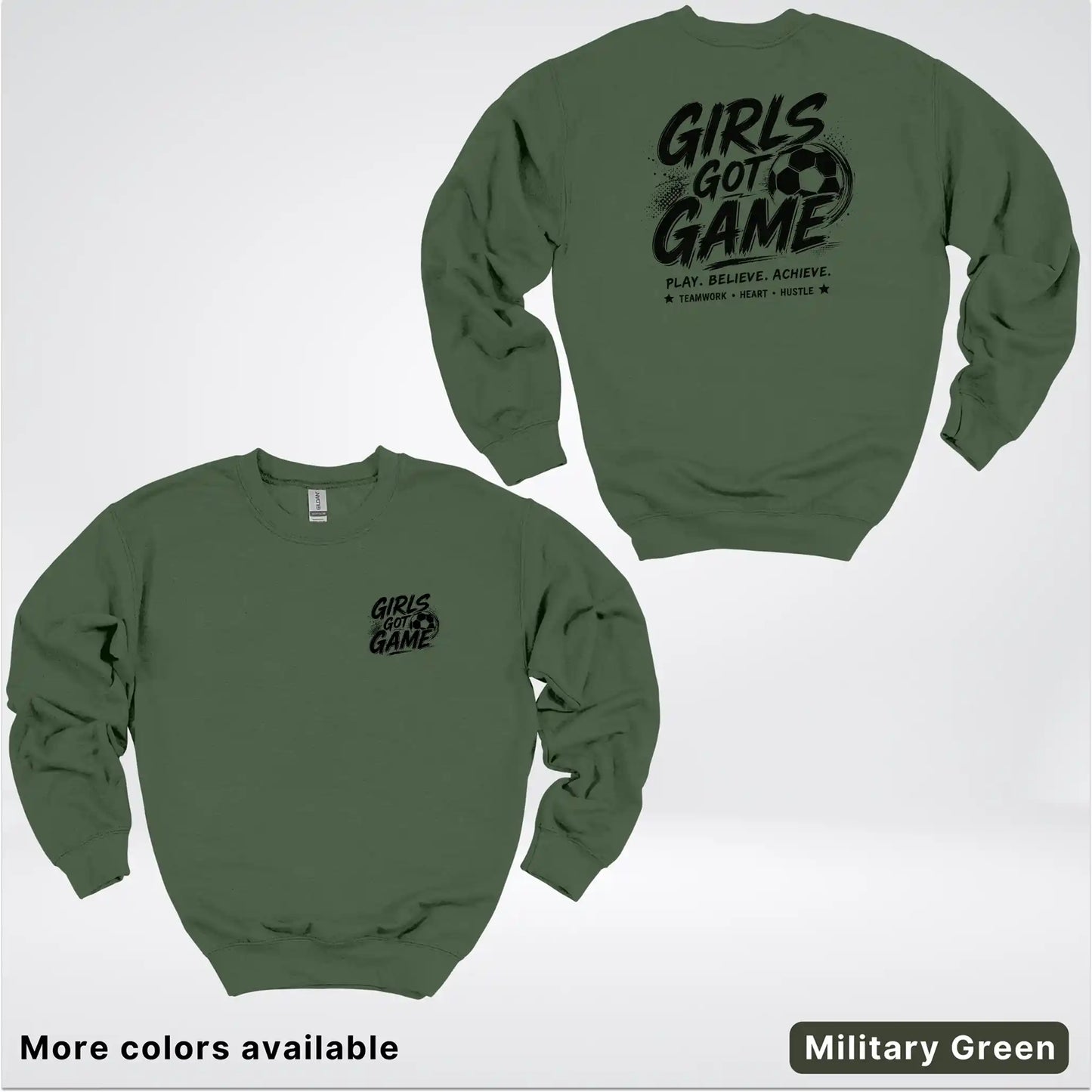 Girls Got Game - Black Design - Soccer Crewneck Sweatshirt