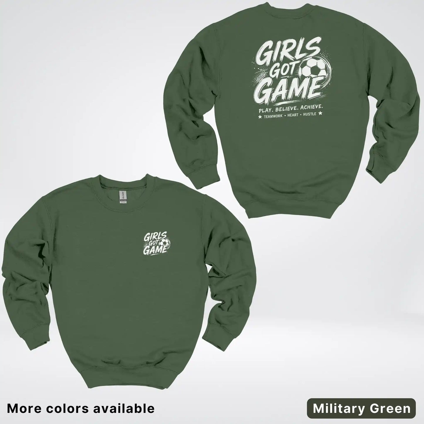 Girls Got Game - White Design - Soccer Crewneck Sweatshirt