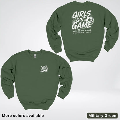 Girls Got Game - White Design - Soccer Crewneck Sweatshirt