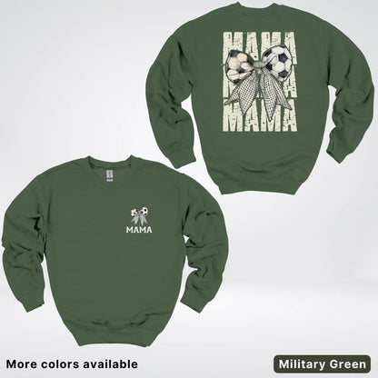 Soccer Mama Bow Coquette Varsity Font Graphic Crewneck Sweatshirt