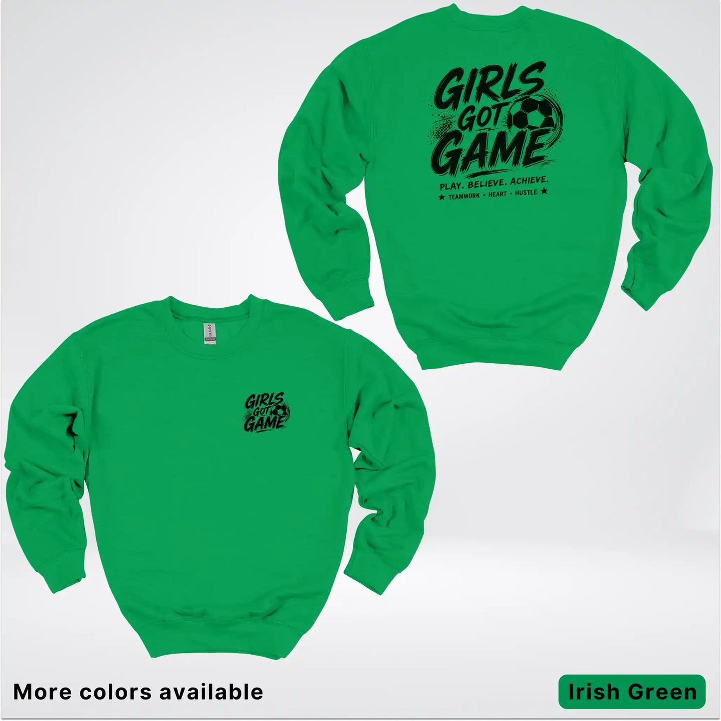 Girls Got Game - Black Design - Soccer Crewneck Sweatshirt