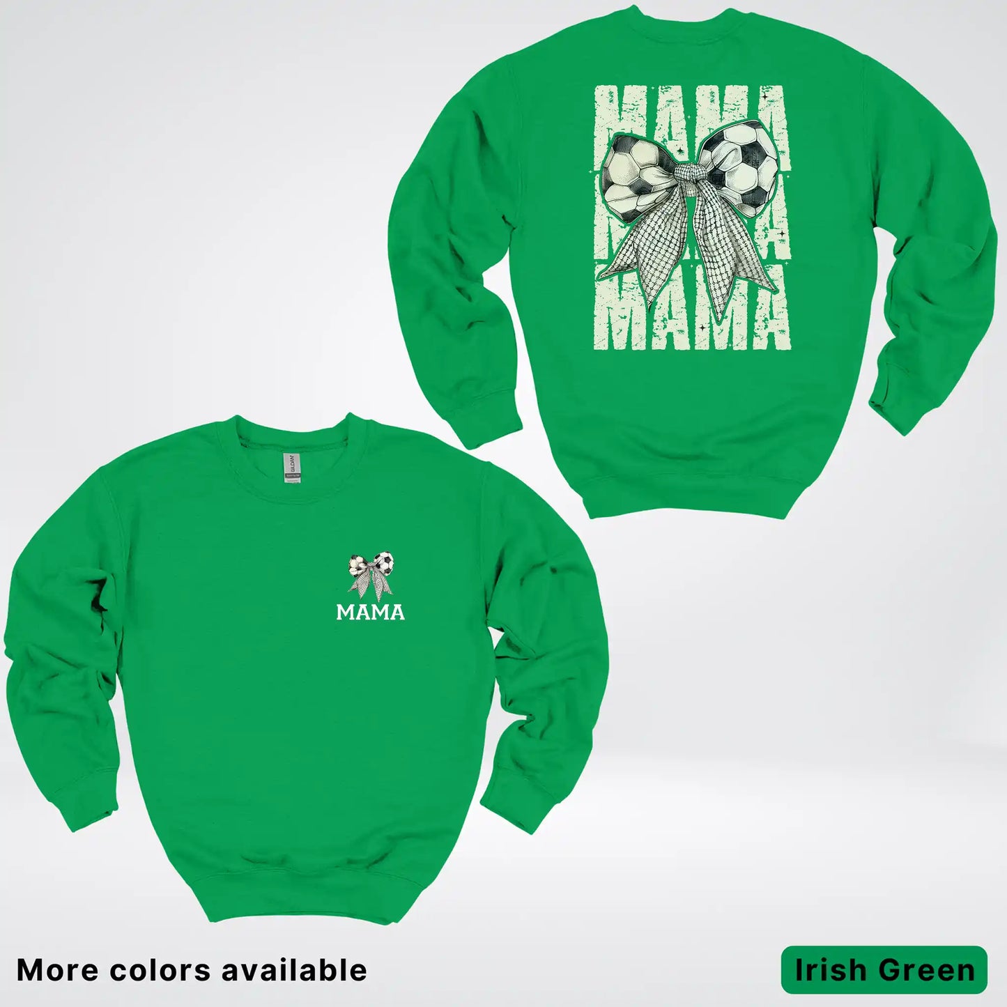 Soccer Mama Bow Coquette Varsity Font Graphic Crewneck Sweatshirt