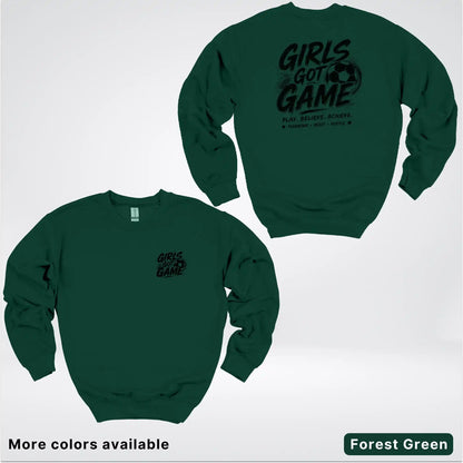 Girls Got Game - Black Design - Soccer Crewneck Sweatshirt