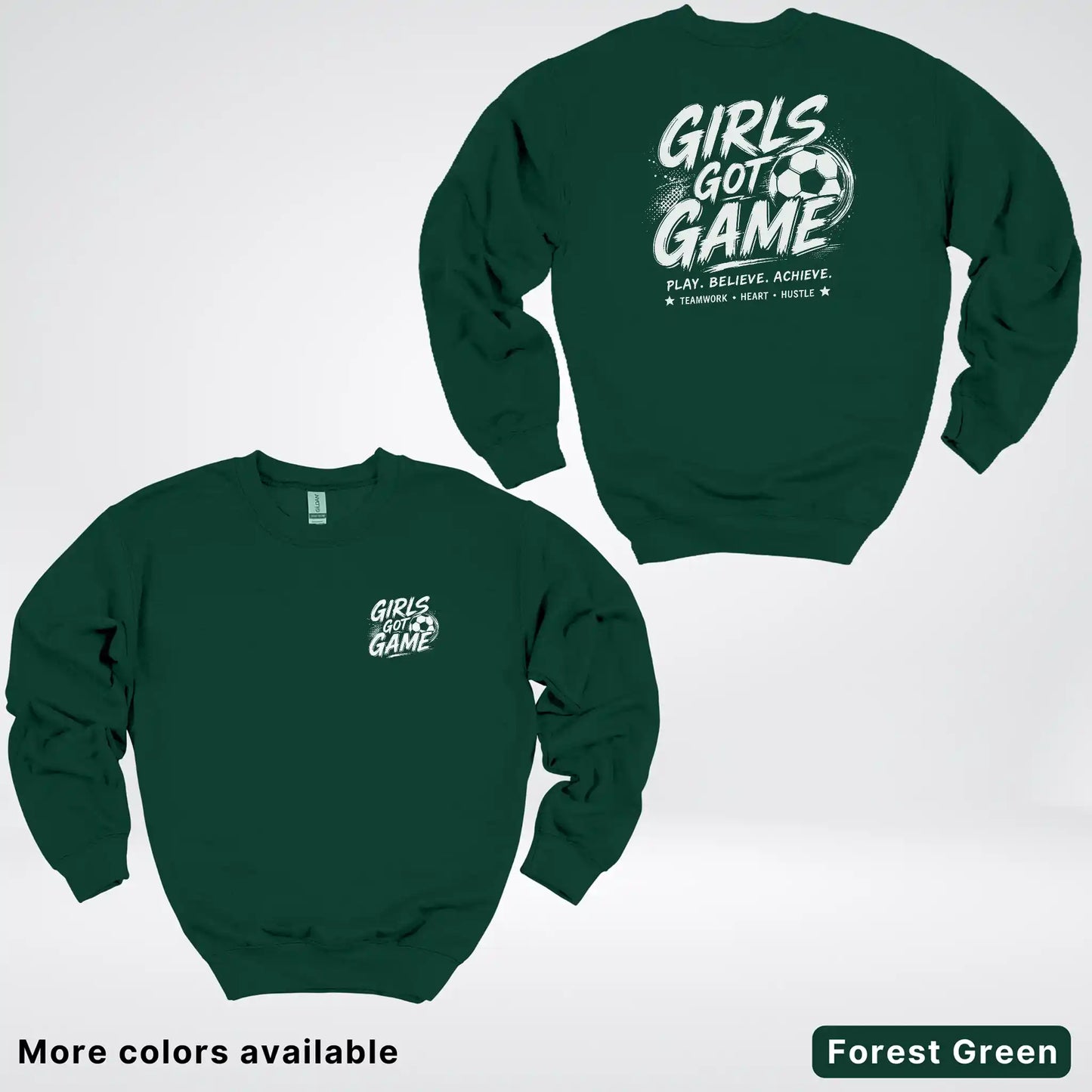 Girls Got Game - White Design - Soccer Crewneck Sweatshirt