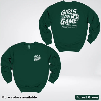 Girls Got Game - White Design - Soccer Crewneck Sweatshirt