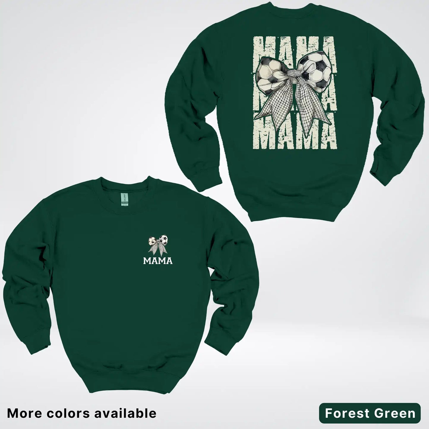 Soccer Mama Bow Coquette Varsity Font Graphic Crewneck Sweatshirt