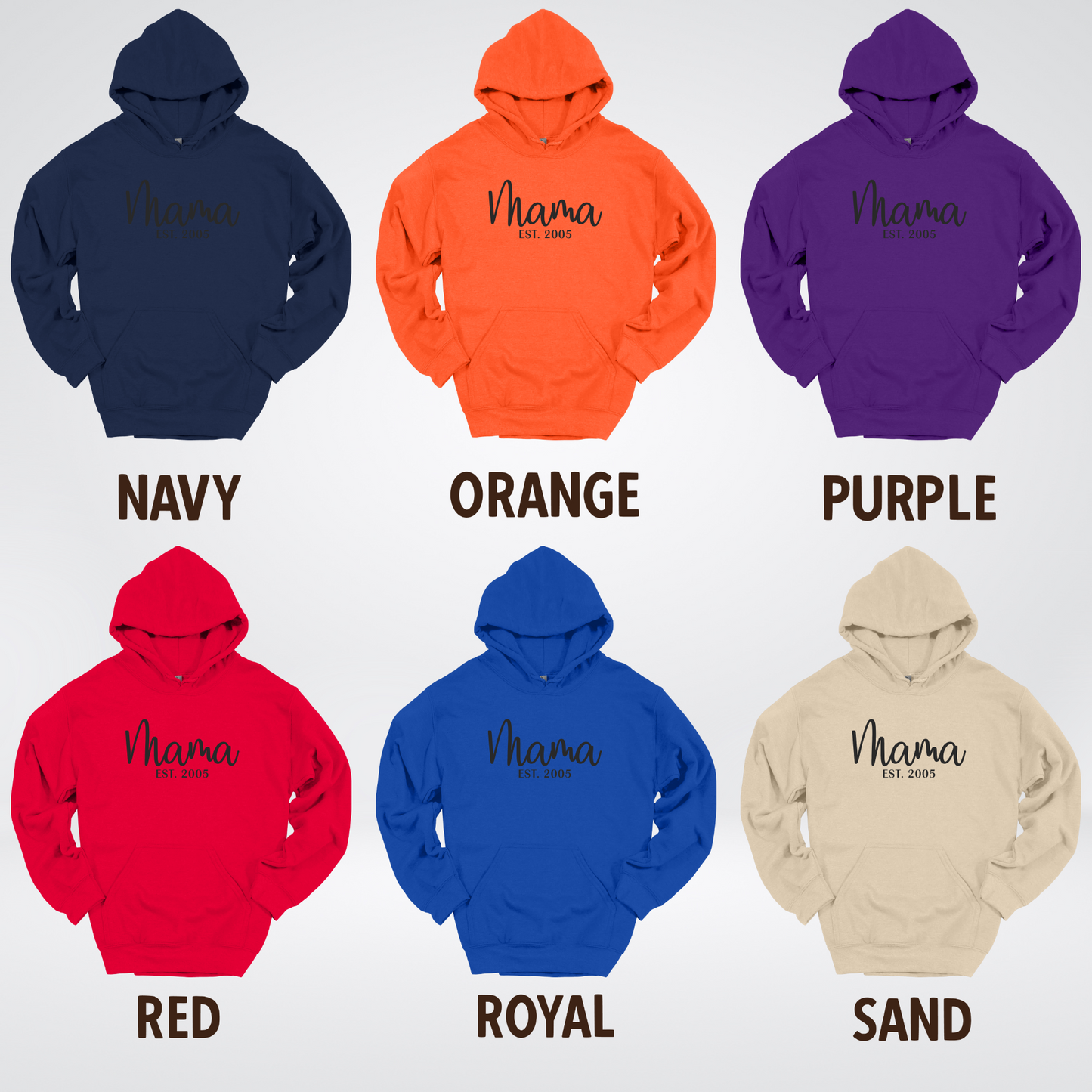 Mama Custom Est Year & Custom Names On Sleeve Hoodie