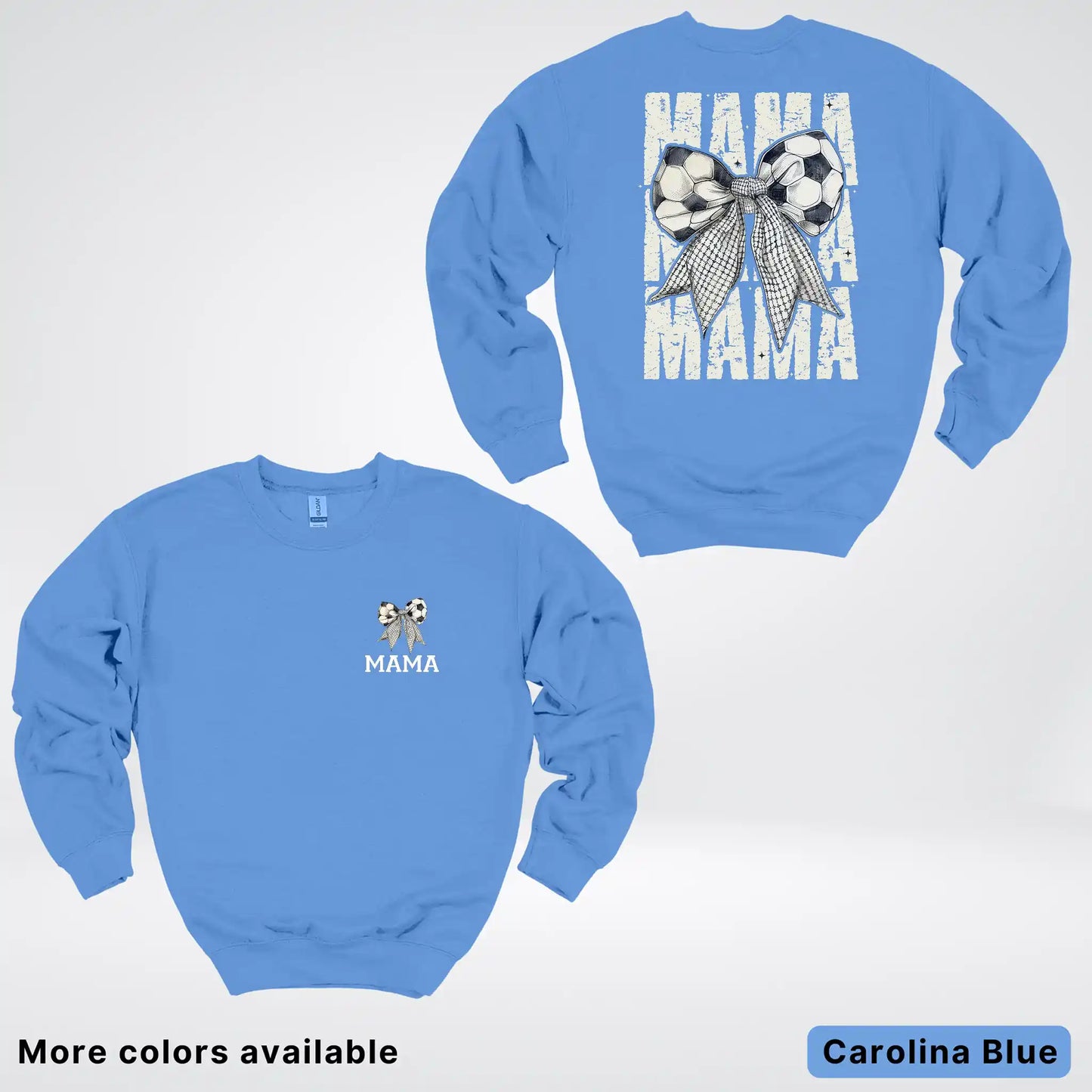 Soccer Mama Bow Coquette Varsity Font Graphic Crewneck Sweatshirt