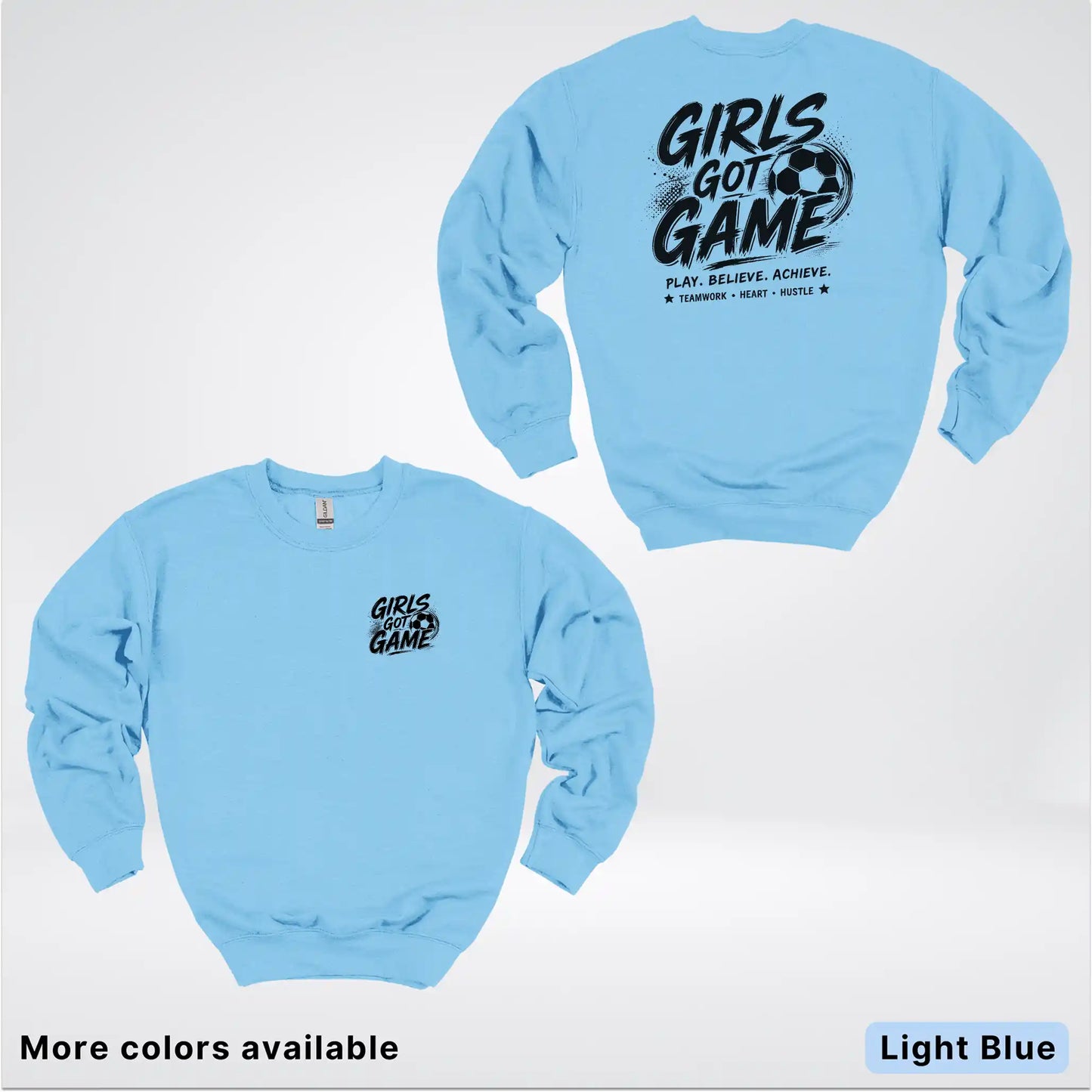 Girls Got Game - Black Design - Soccer Crewneck Sweatshirt