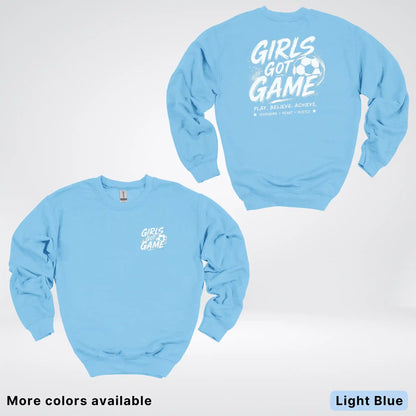 Girls Got Game - White Design - Soccer Crewneck Sweatshirt
