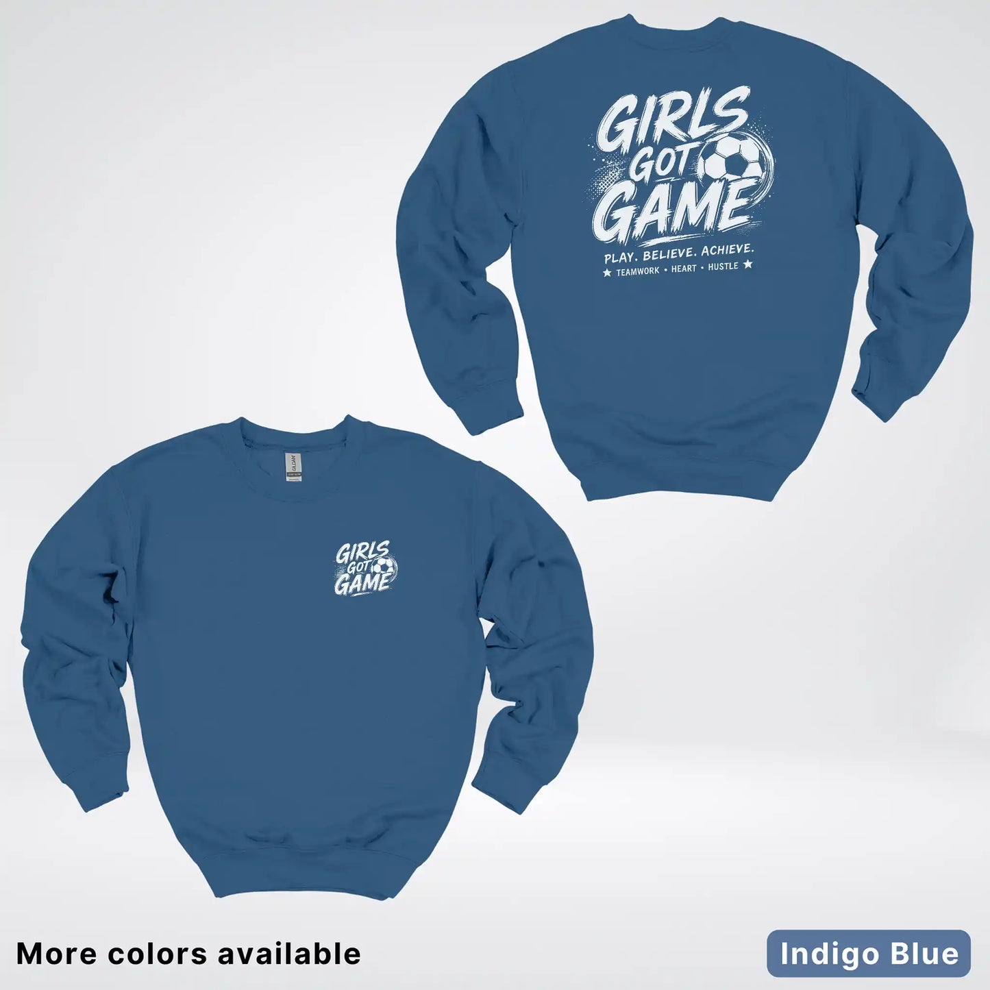 Girls Got Game - White Design - Soccer Crewneck Sweatshirt