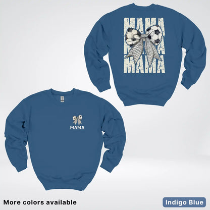 Soccer Mama Bow Coquette Varsity Font Graphic Crewneck Sweatshirt