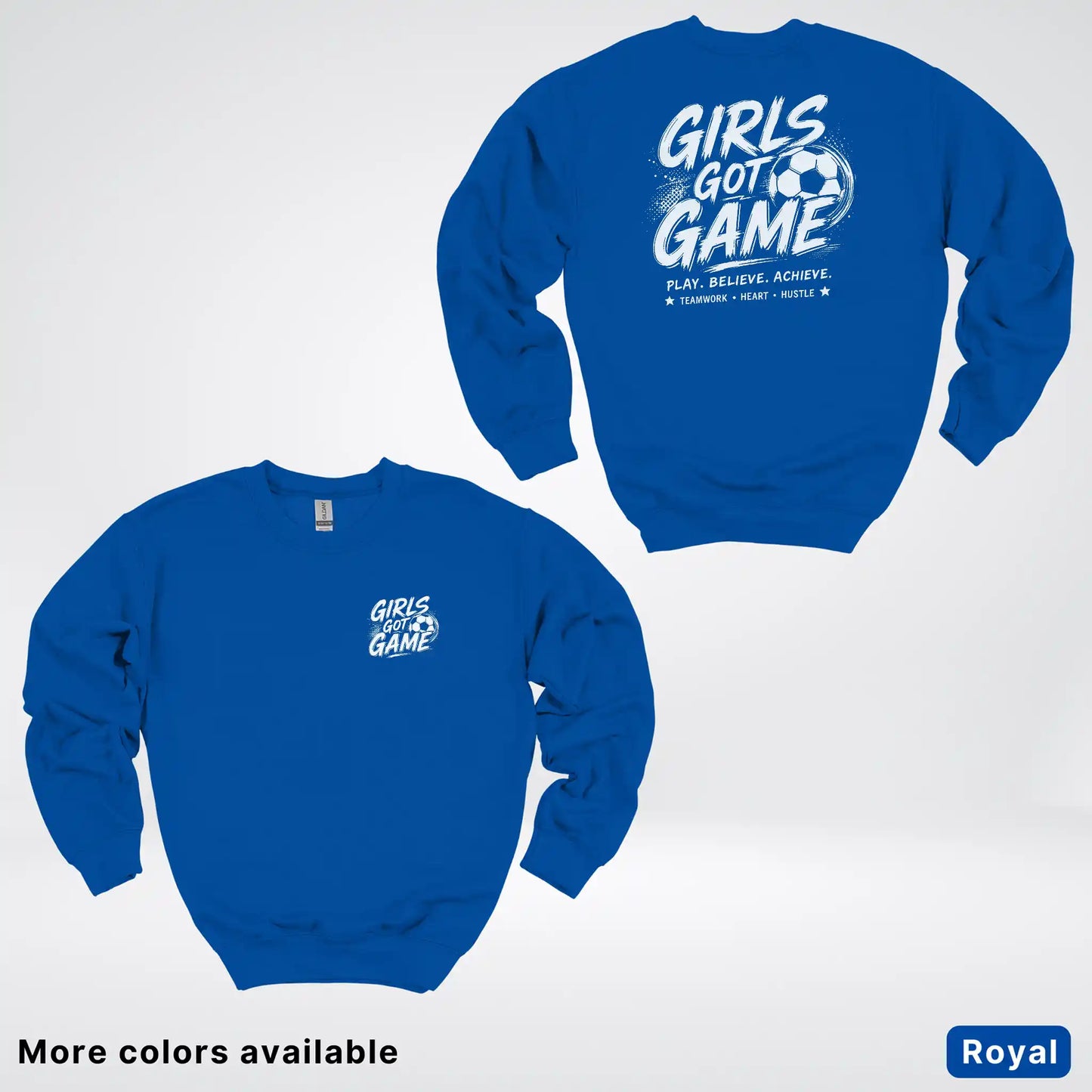 Girls Got Game - White Design - Soccer Crewneck Sweatshirt