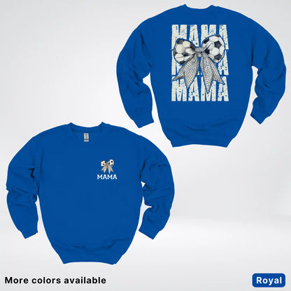 Soccer Mama Bow Coquette Varsity Font Graphic Crewneck Sweatshirt