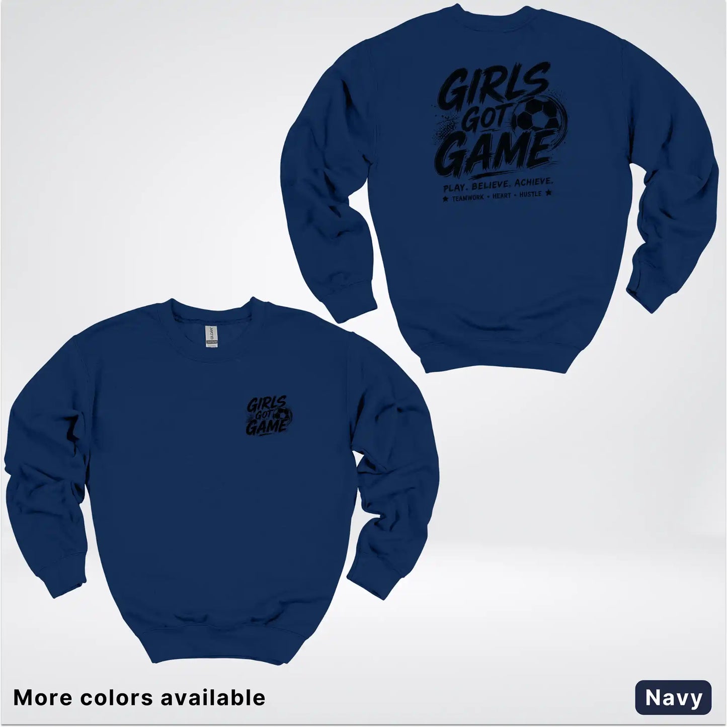 Girls Got Game - Black Design - Soccer Crewneck Sweatshirt