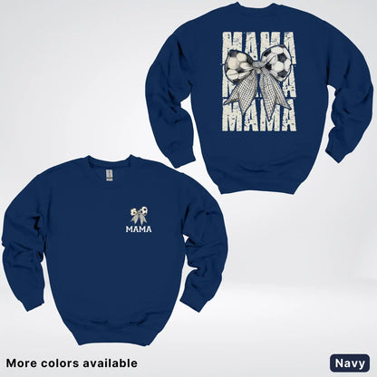 Soccer Mama Bow Coquette Varsity Font Graphic Crewneck Sweatshirt