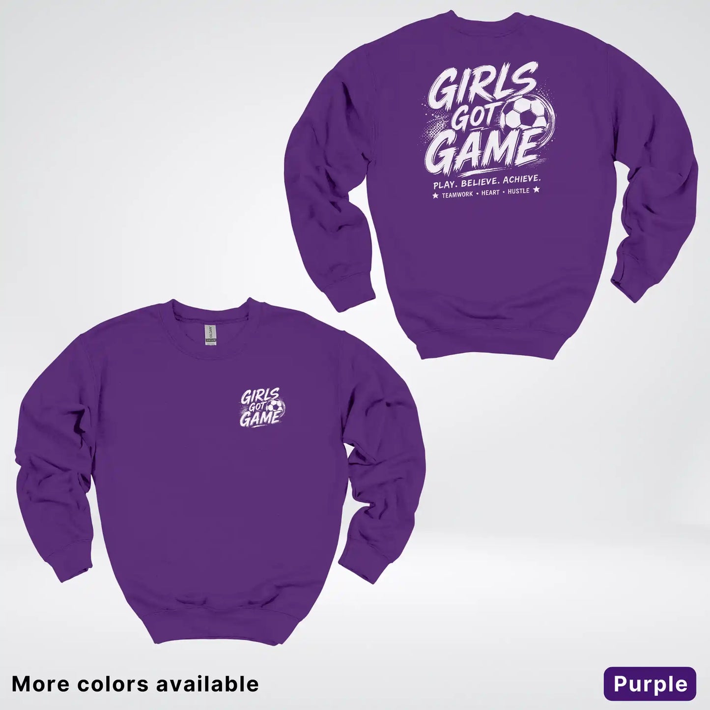 Girls Got Game - White Design - Soccer Crewneck Sweatshirt