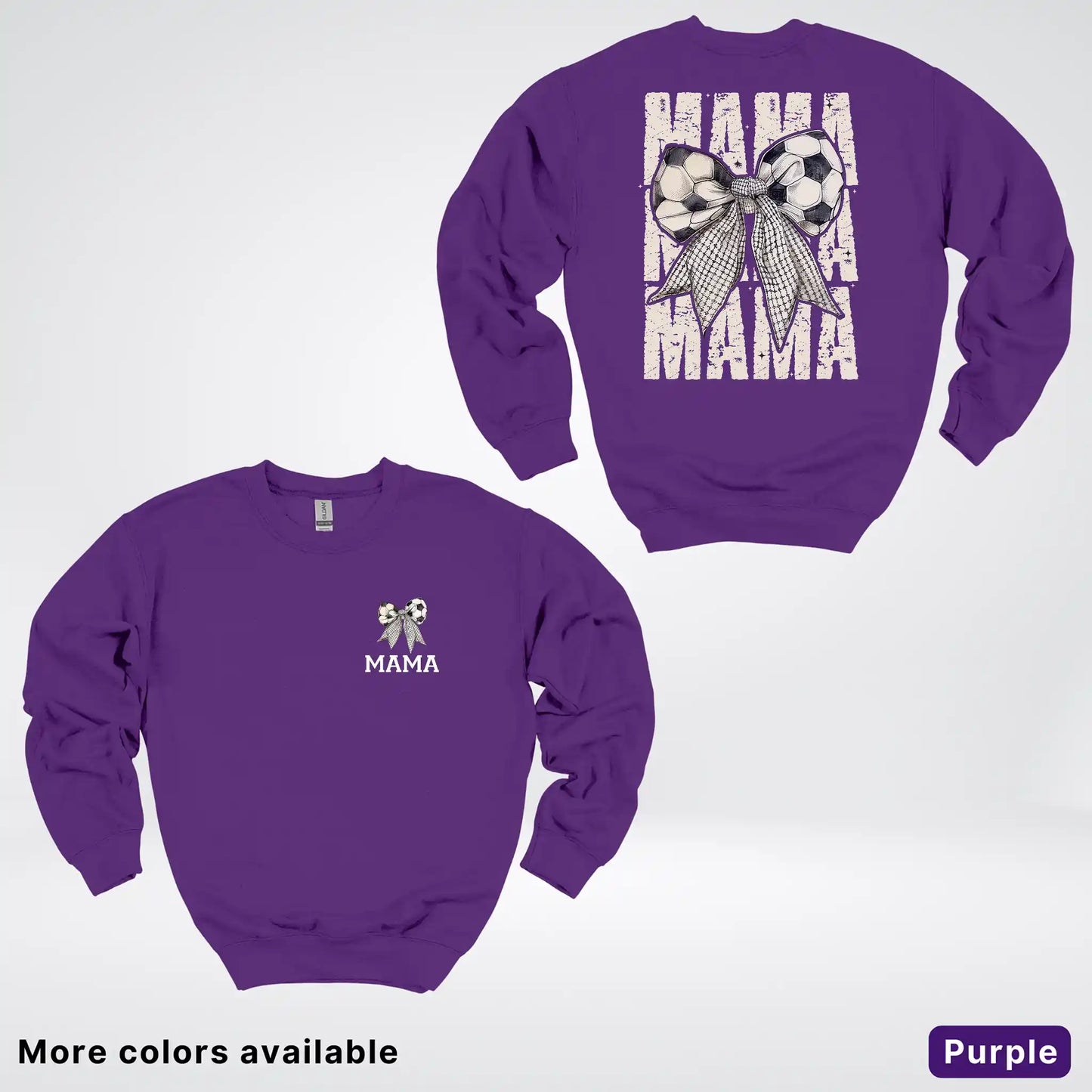 Soccer Mama Bow Coquette Varsity Font Graphic Crewneck Sweatshirt