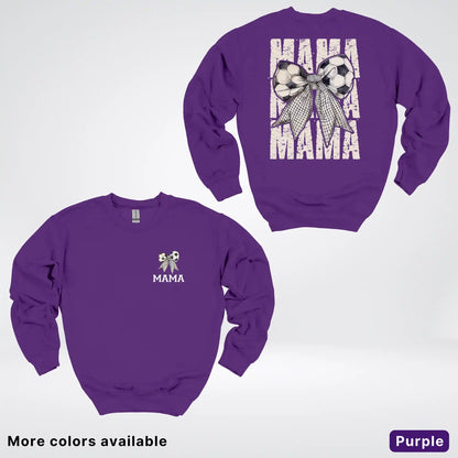 Soccer Mama Bow Coquette Varsity Font Graphic Crewneck Sweatshirt