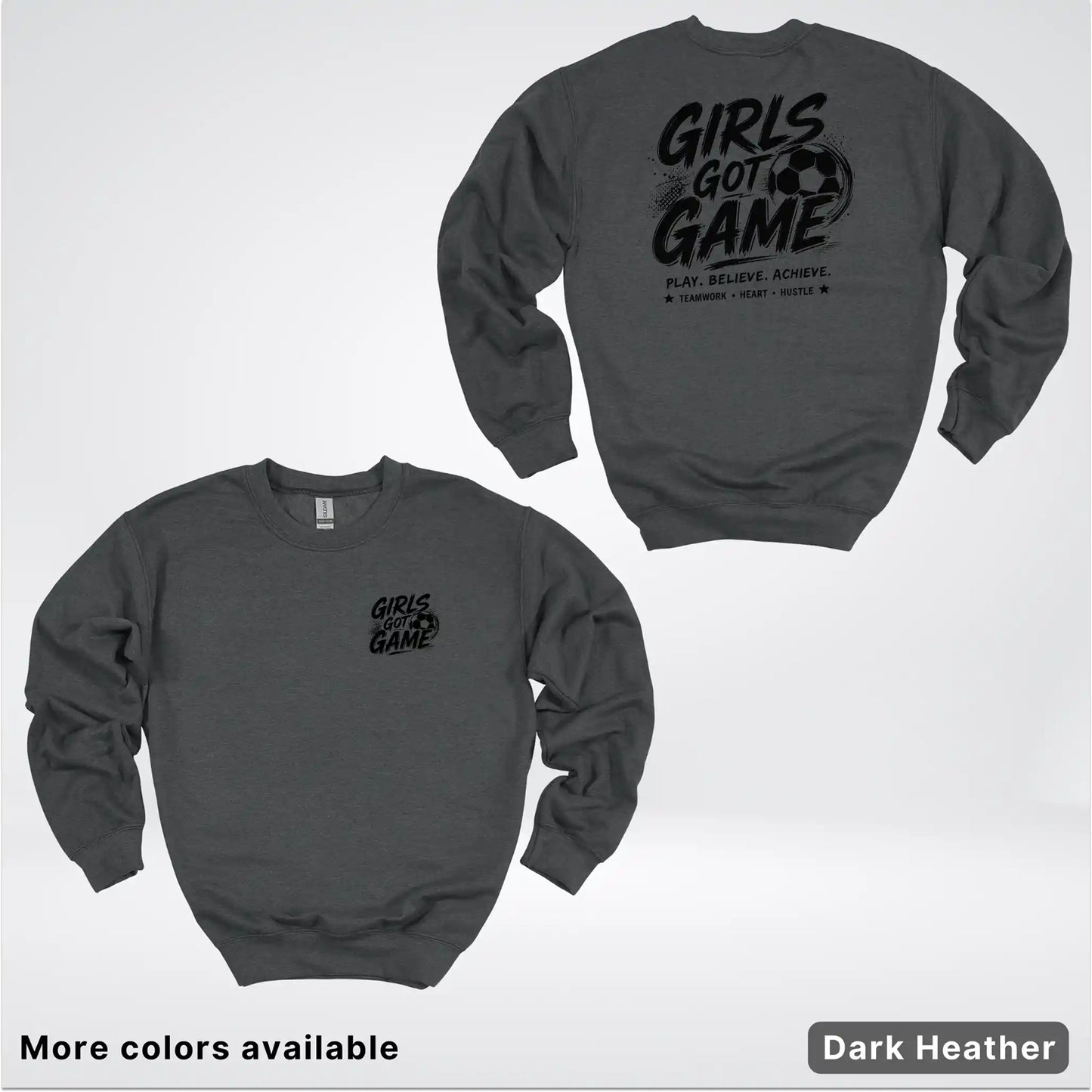 Girls Got Game - Black Design - Soccer Crewneck Sweatshirt